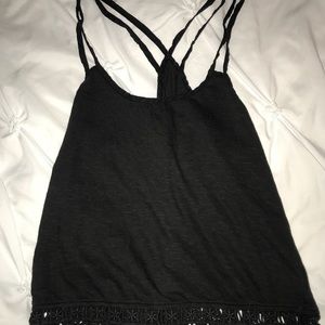 Black tank top with lace detail